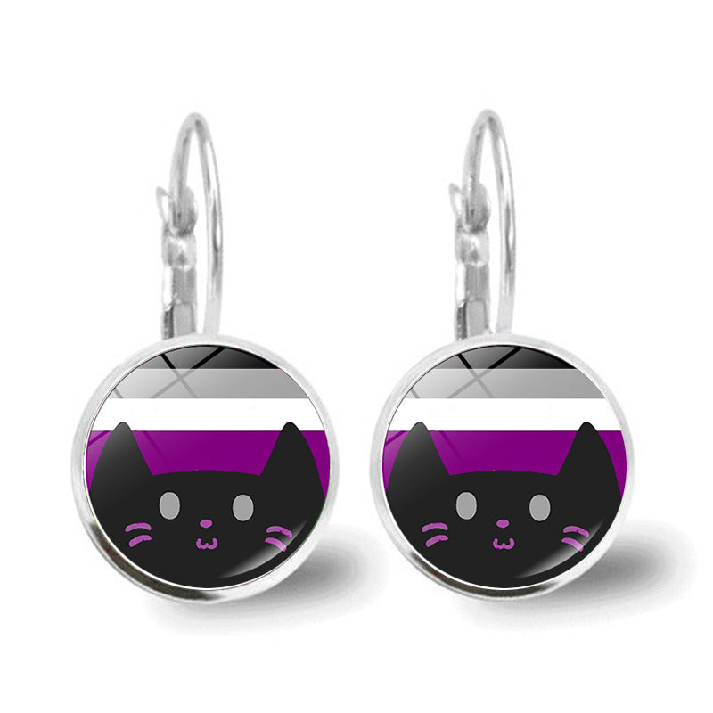 Wholesale Rainbow Cat Alloy Earrings